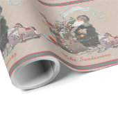 Rustikale Tan Weihnachten Vintage Alte Welt Santa Geschenkpapier (Rolleneckpunkt)