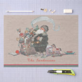 Rustikale Tan Weihnachten Vintage Alte Welt Santa Seidenpapier (Handwerk)