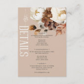 Rustikale Tancreme & Brown Fall Blumendetails Begleitkarte (Vorderseite)