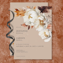 Rustikale Tancreme & Brown Fall Floral & Blätter