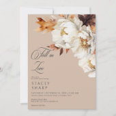 Rustikale Tancreme fällt in Liebe Blumenkohl Braut Einladung (Vorderseite)