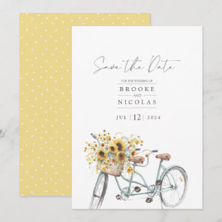Rustikale Tandem-Bicycle Sonnenblume Wasserfarbenh Save The Date