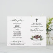 Rustikale Tannenzapfen DIY-Falt Hochzeitsprogramm  (Stehend Vorderseite)