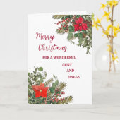 Rustikale Tante und Onkel Frohe Weihnachten Karte (Gelbe Blume)