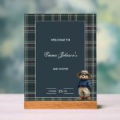 Rustikale Tartan Bear Baby Dusche Acrylschild (Neutral)