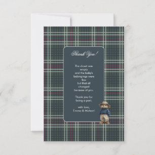 Rustikale Tartan Bear Baby Dusche Danke Karte