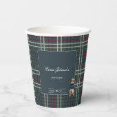 Rustikale Tartan Bear Baby Dusche Pappbecher (Vorderseite)