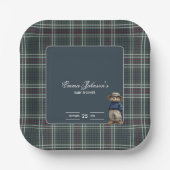 Rustikale Tartan Bear Baby Dusche Pappteller (Vorderseite)