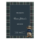 Rustikale Tartan Bear Baby Dusche Poster (Vorderseite)
