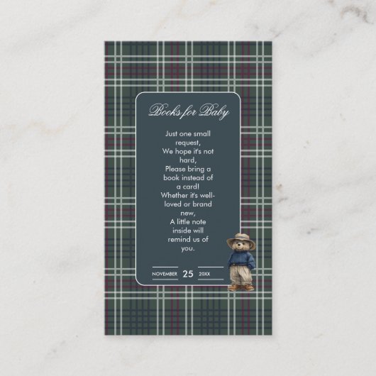 Rustikale Tartan Bear Baby Shows Begleitkarte (Vorderseite)