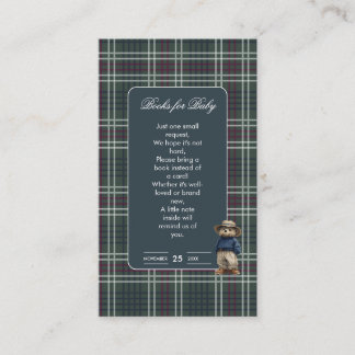 Rustikale Tartan Bear Baby Shows Begleitkarte