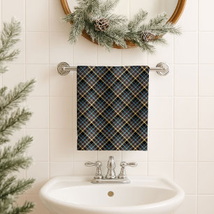 Rustikale Tartan-Handtuch – Blau Gelb Geschenk für Badhandtuch Set