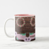Rustikale Tasse aus Holz für Hochzeitsgeschenk (Links)