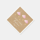 Rustikale Taufe Christening Pink Clouds Gold Stars Serviette (Ecke)