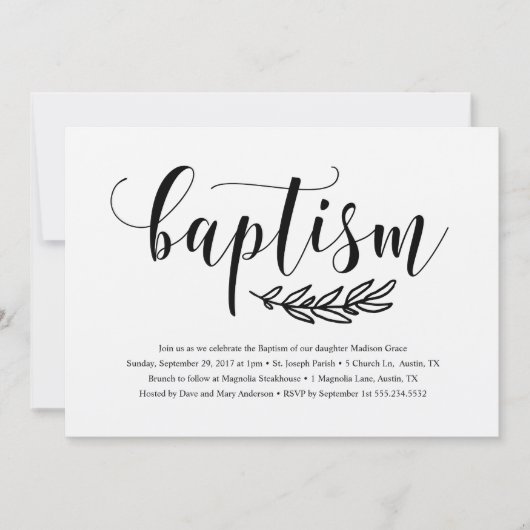 Rustikale Taufe Einladung (Vorderseite)