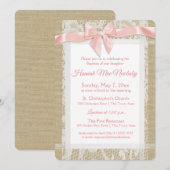 Rustikale Taufe Einladung Burlap and Lace (Vorne/Hinten)