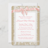 Rustikale Taufe Einladung Burlap and Lace (Vorderseite)