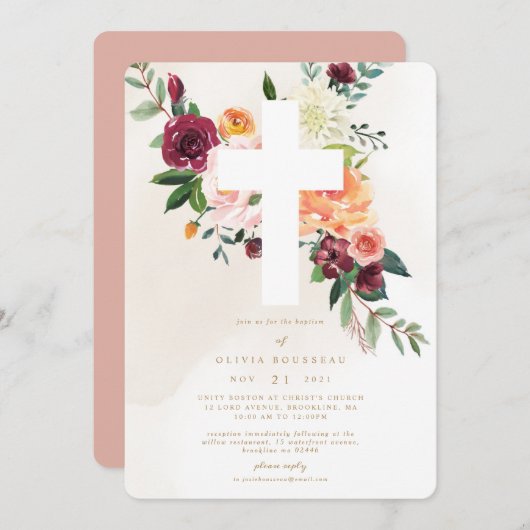 Rustikale Taufe im Herbst Christening Einladung (Vorne/Hinten)