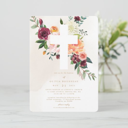 Rustikale Taufe im Herbst Christening Einladung (Stehend Vorderseite)