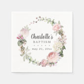 Rustikale Taufe in Rosa und Weiß Serviette (Vorderseite)