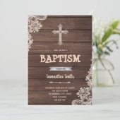 Rustikale Taufe Party Einladung (Stehend Vorderseite)