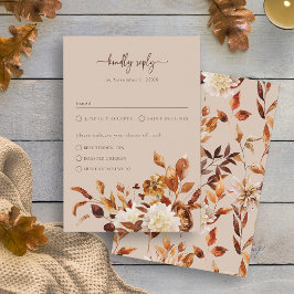 Rustikale Taupe Blätter Herbst RSVP Karte