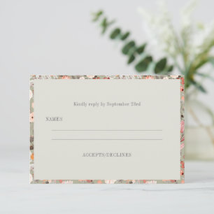 Rustikale Taupe-Blumen-Boho-Minimalist-Hochzeitsan RSVP Karte