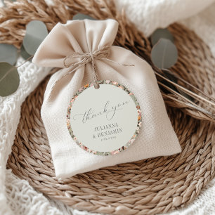 Rustikale Taupe-Blumen-Hochzeit Benutzerdefinierte Geschenkanhänger