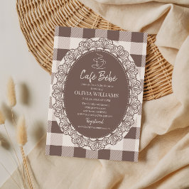 Rustikale Taupe-Café-Bebe-Baby-Party-Spitzenrahmen Einladung