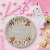 Rustikale Taupe Herbstlaub glücklich Thanksgiving Pappteller (Party)