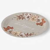 Rustikale Taupe Herbstlaub glücklich Thanksgiving Pappteller (Schrägansicht)