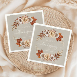 Rustikale Taupe Herbstlaub glücklich Thanksgiving Serviette