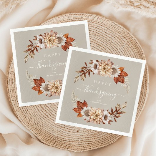 Rustikale Taupe Herbstlaub glücklich Thanksgiving Serviette