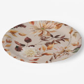Rustikale Taupe Herbstlaubs Blumenpapier Teller (Schrägansicht)