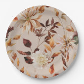 Rustikale Taupe Herbstlaubs Blumenpapier Teller (Vorderseite)