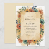 Rustikale Teal-Kranz-Hochzeit Einladung (Vorne/Hinten)