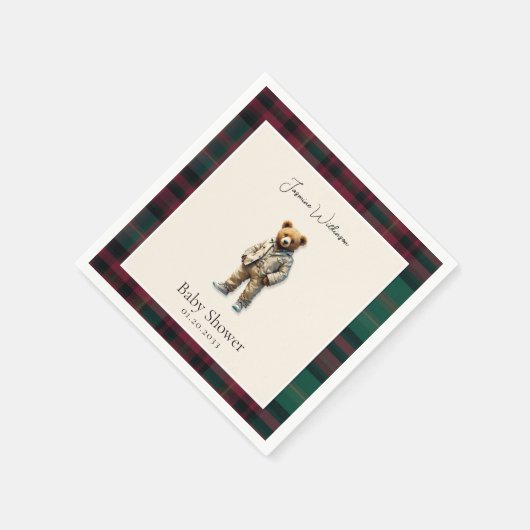 rustikale Teddy Baby Dusche Serviette (Ecke)