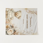 Rustikale Teddy Bear Floral Baby Dusche Hintergrun Wandteppich (Vorderseite (Horizontal))