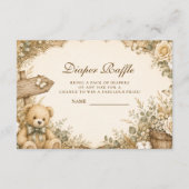 Rustikale Teddybär-Windel-Raffle Begleitkarte (Vorderseite)