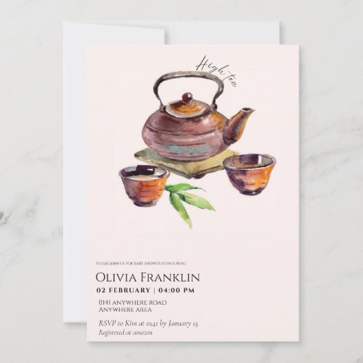 Rustikale Tee-Party-Babydusche Einladung (Vorderseite)