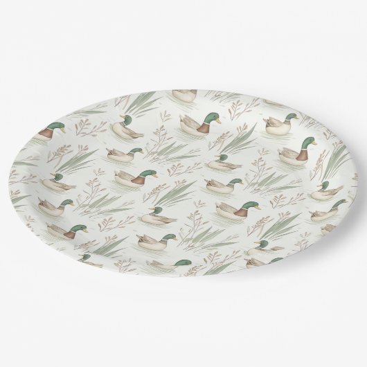 Rustikale Teller für Wasserfarben-Mallard-Entenpap (Schrägansicht)