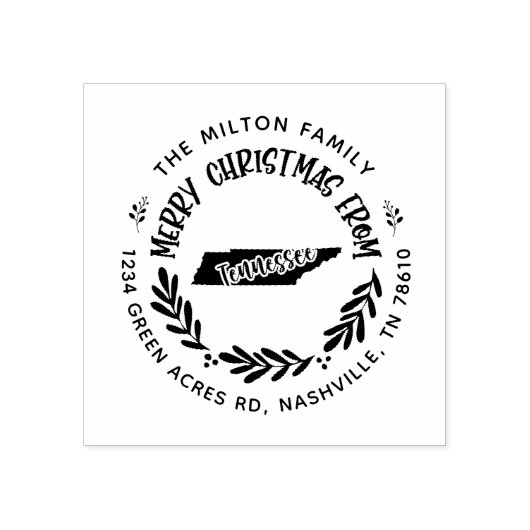 rustikale Tennessee fröhliche Weihnachten Rücksend Gummistempel (Prägung)