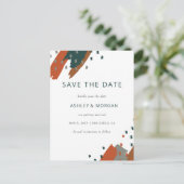 Rustikale Terracotta Aquamarin Abstrakt Save the D Ankündigungspostkarte (Stehend Vorderseite)