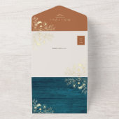 Rustikale Terracotta Aquamarine Hochzeit im Herbst All In One Einladung (Außenbereich)