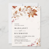 Rustikale Terracotta-Blätter Aquarell Hochzeit im Einladung (Vorderseite)