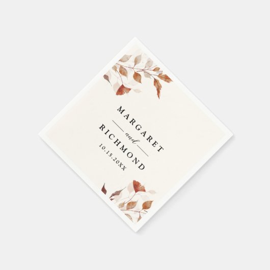 Rustikale Terracotta-Blätter Hochzeit im Herbst Serviette (Ecke)