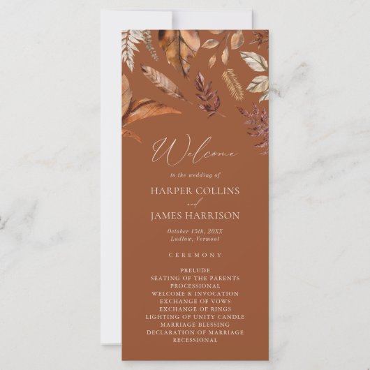 Rustikale Terracotta-Blätter Hochzeitsfeier (Vorderseite)