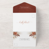 Rustikale Terracotta-Blume und Pampas-Gras-Hochzei All In One Einladung (Außenbereich)