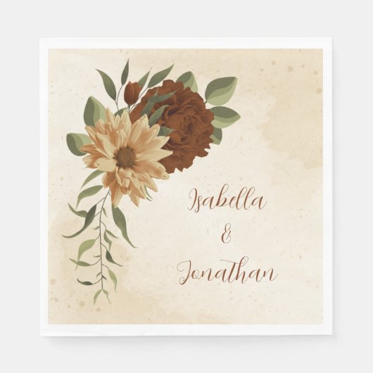 rustikale Terracotta Blumenserie Servietten (Vorderseite)