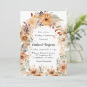 Rustikale Terracotta Blumenstrauß Einladung (Stehend Vorderseite)